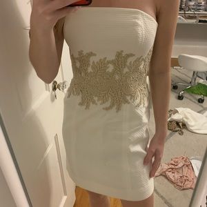 Lilly Pulitzer white strapless dress with gold